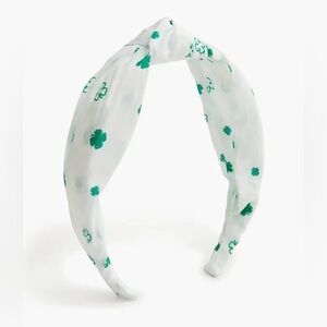 J. Crew White Headband with Green Clover Motif